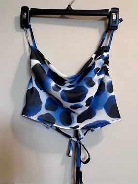 Garage Blue & Black Strappy Back Going Out Crop Top Size XS